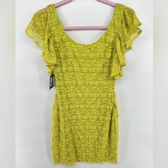 GUESS Lime Green Lace Mini Dress. NWOT - Picture 3 of 4